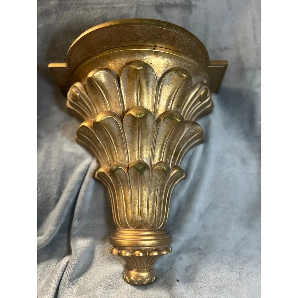 Vintage Gold Acanthus Leaf Corbel Wall Shelf Hollywood Regency Decor Large